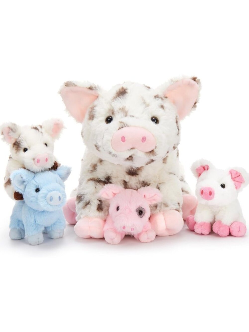Adorable 16" Spotted Pig Plush with 4 Baby Piggy Toys - Cuddly Stuffed Animal